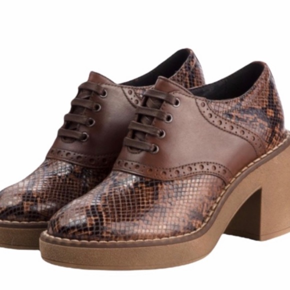 Geox Respira Adrya Leather Block Heel Lace Up Shoe - US 6.5 - Picture 3 of 10